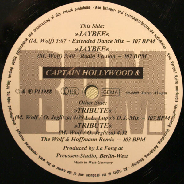 Captain Hollywood & B.P.M. (3) : P1 Volume 1 (12", Maxi)