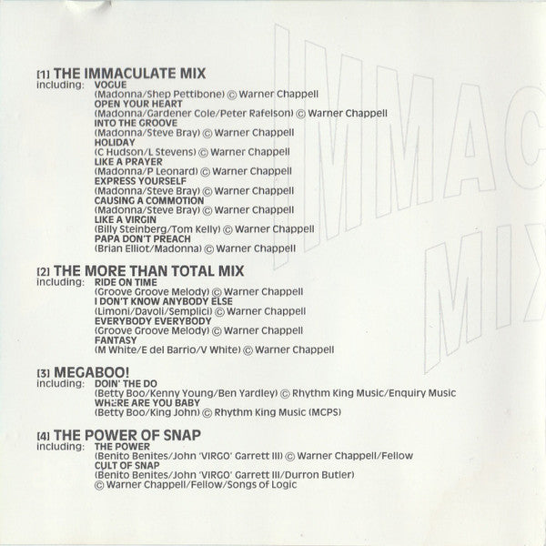 The Vision Mastermixers : Immaculate Mixes (CD, Album, Mixed)