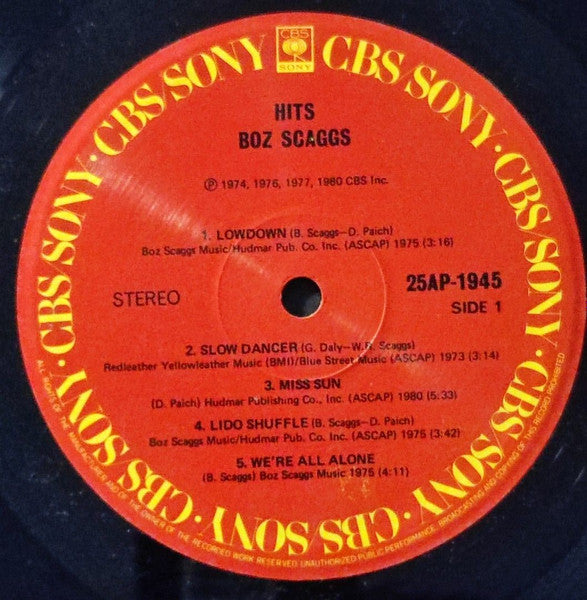 Boz Scaggs : Hits!  (LP, Comp)