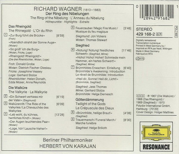Richard Wagner, Herbert von Karajan, Berliner Philharmoniker : Der Ring Des Nibelungen - Querschnitt (CD, Album, RE, RM)