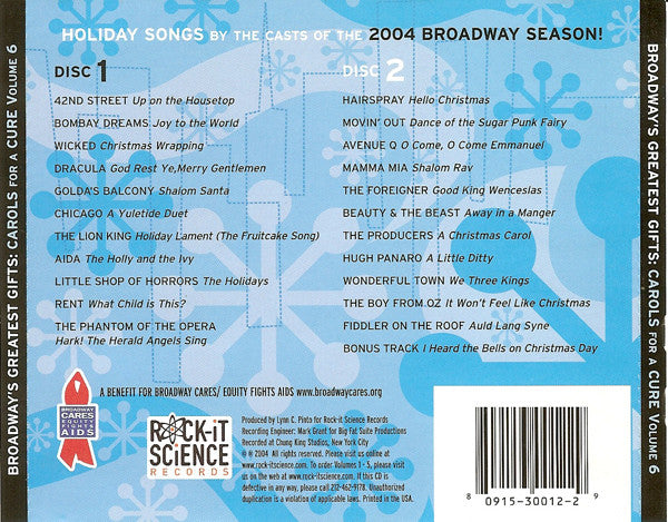 Various : Broadway's Greatest Gifts: Carols For A Cure Volume 6 (2xCD, Album)
