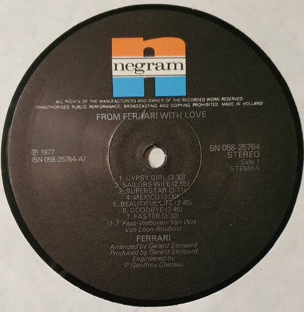 Ferrari (3) : From Ferrari With Love (LP, Album)
