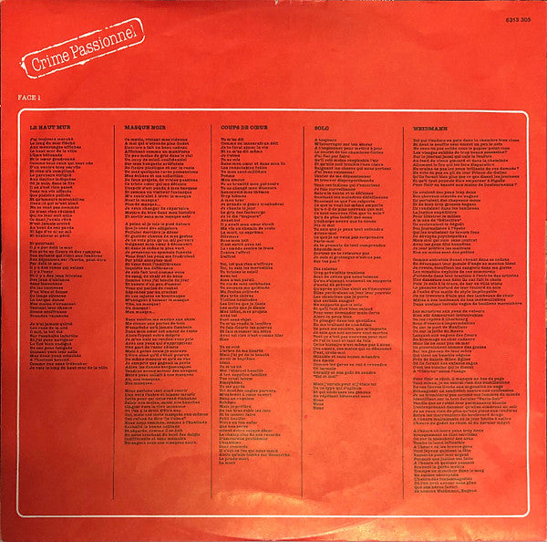 Jean Guidoni : Crime Passionnel (LP, Album)