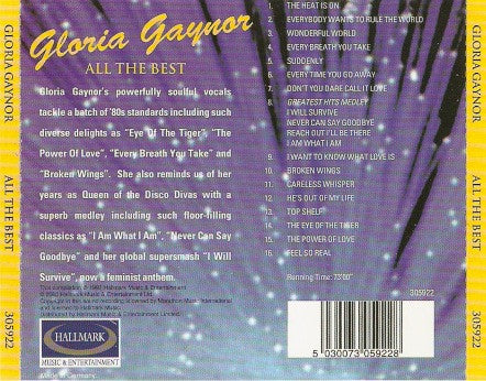 Gloria Gaynor : All The Best (CD, Album, RE)