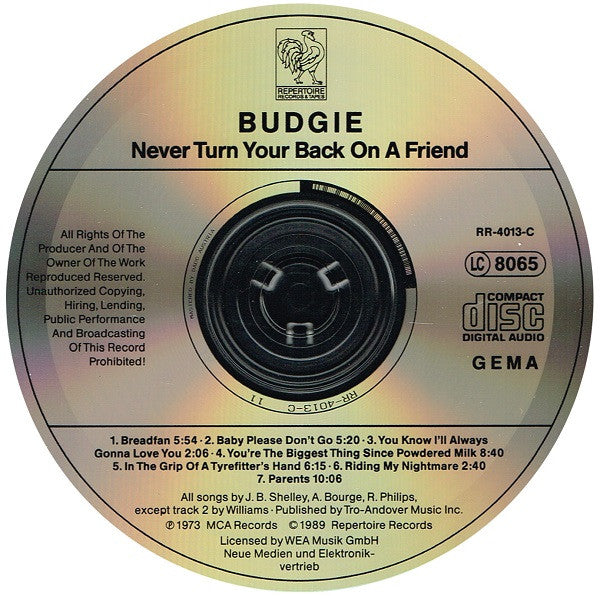 Budgie : Never Turn Your Back On A Friend (CD, Album, RE)