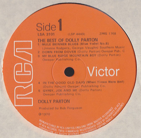 Dolly Parton : The Best Of Dolly Parton (LP, Comp, RE)