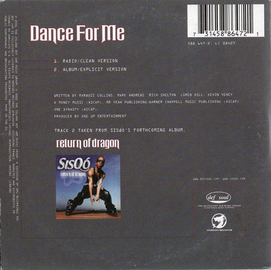 Sisqo : Dance For Me (CD, Single)