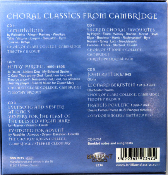 Various : Choral Classics From Cambridge (5xCD, Comp)