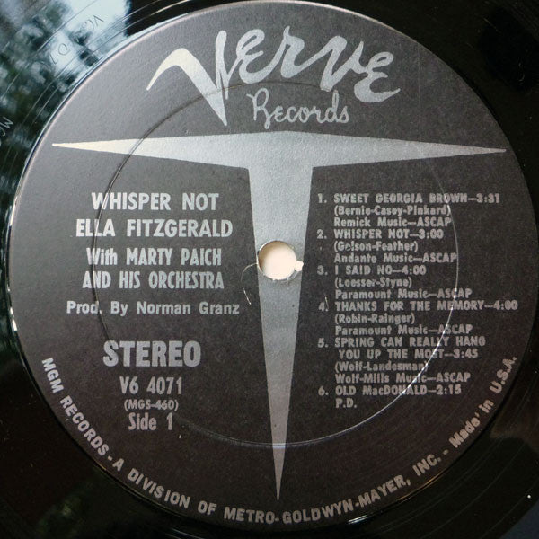 Ella Fitzgerald With Marty Paich Orchestra : Whisper Not (LP)