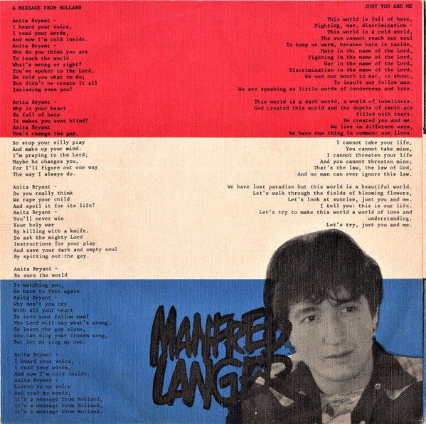 Manfred Langer : A Message From Holland (7")