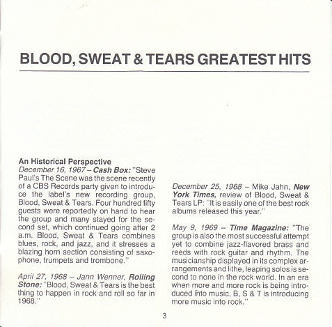 Blood, Sweat And Tears : Greatest Hits (CD, Comp, RE)