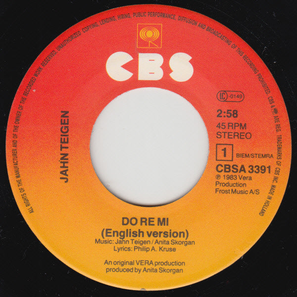 Jahn Teigen : Do Re Mi (7", Single)