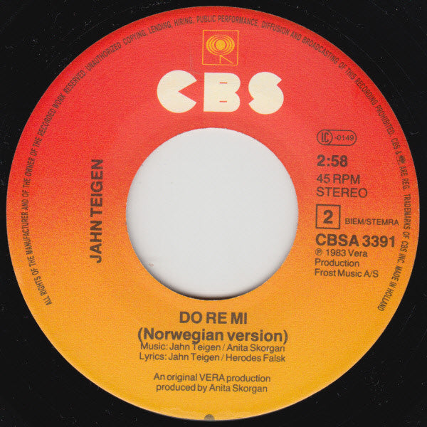 Jahn Teigen : Do Re Mi (7", Single)
