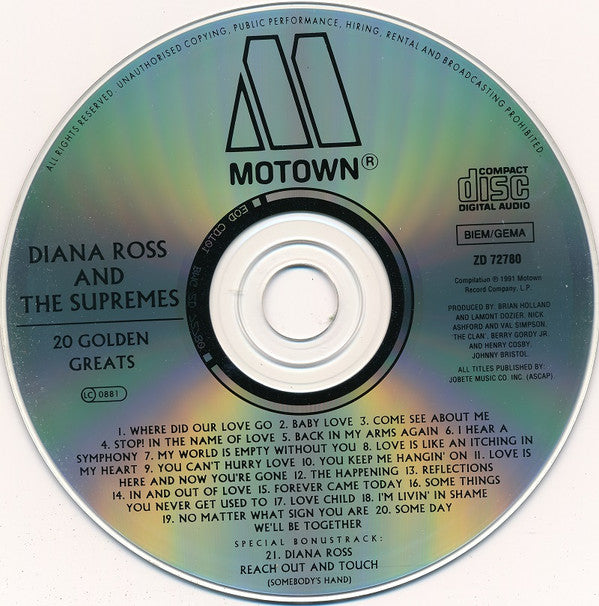 The Supremes : 20 Golden Greats (CD, Comp)