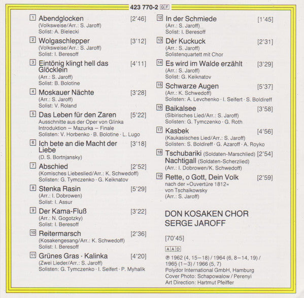 Don Kosaken Chor Serge Jaroff : Schwarze Augen (CD, Comp)