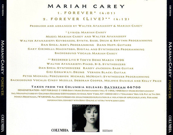 Mariah Carey : Forever (CD, Single, Promo)