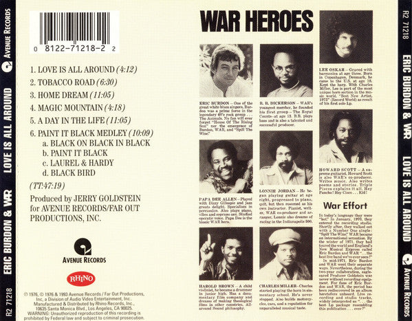 Eric Burdon & War : Love Is All Around (CD, Album, RE)
