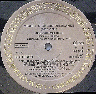 Michel Richard Delalande, Jean-Claude Malgoire, La Grande Ecurie Et La Chambre Du Roy, Groupe Vocal Arpège, Bordeaux, Joël Péral : Miserere (LP, Album)