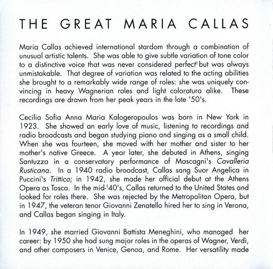 Maria Callas : The Great Maria Callas (CD, Comp)