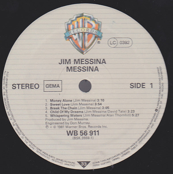 Jim Messina : Messina (LP, Album)