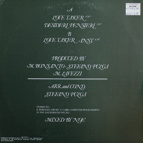 Stefano Pulga : Love Taker / Desideri Pensieri (12")