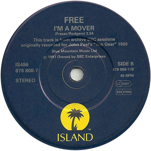 Free : All Right Now (7", Single, Pap)