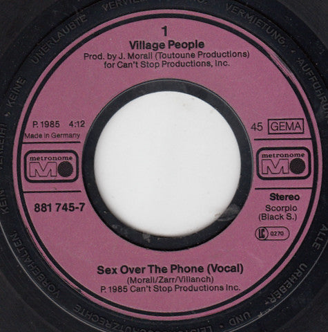 Village People : Sex Over The Phone (7", Single)