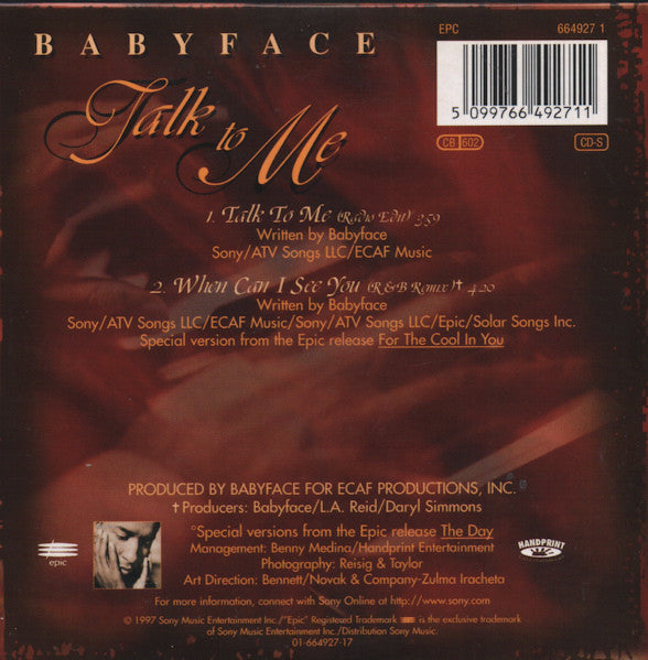 Babyface : Talk To Me (CD, Single, Car)