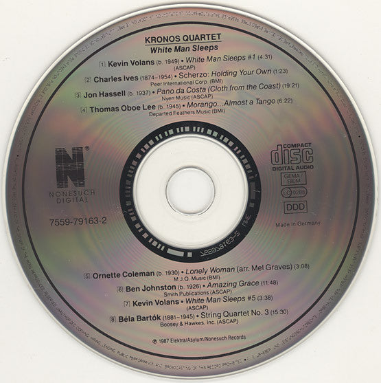 Kronos Quartet : White Man Sleeps (CD, Album, RE)