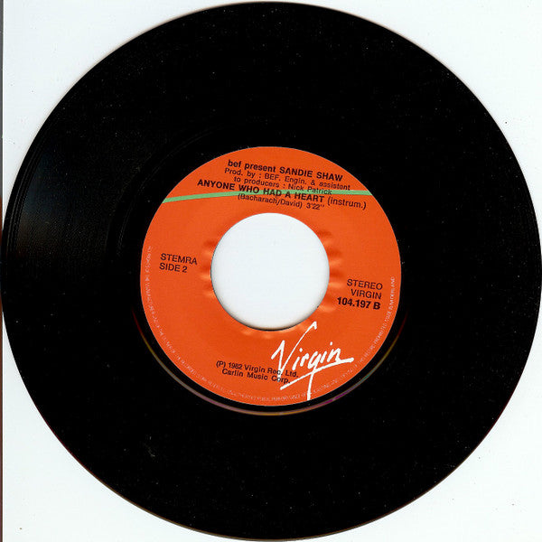 British Electric Foundation Presents Sandie Shaw : Anyone Who Had A Heart (7", Single)