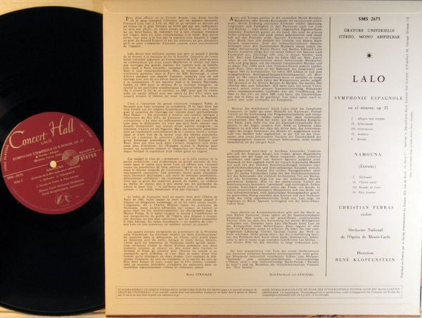 Édouard Lalo – Christian Ferras Violon - Orchestre National De L'Opéra De Monte-Carlo Direction: René Klopfenstein : Symphonie Espagnole / Namouna (LP)