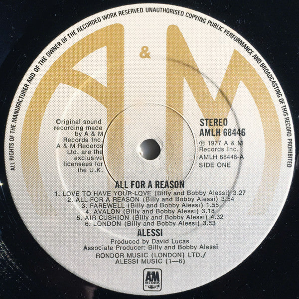 Alessi : All For A Reason (LP, Album)