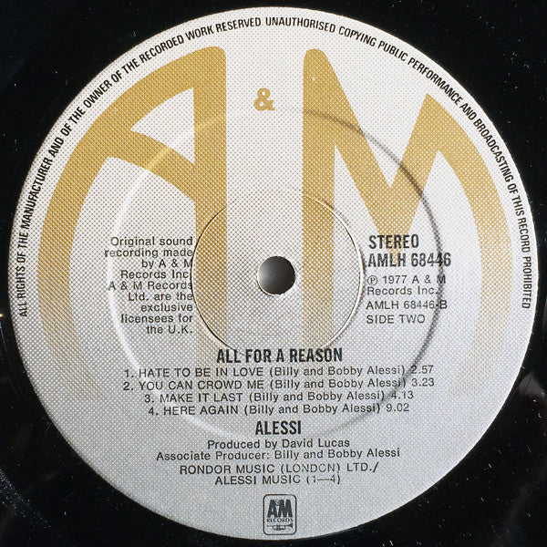 Alessi : All For A Reason (LP, Album)