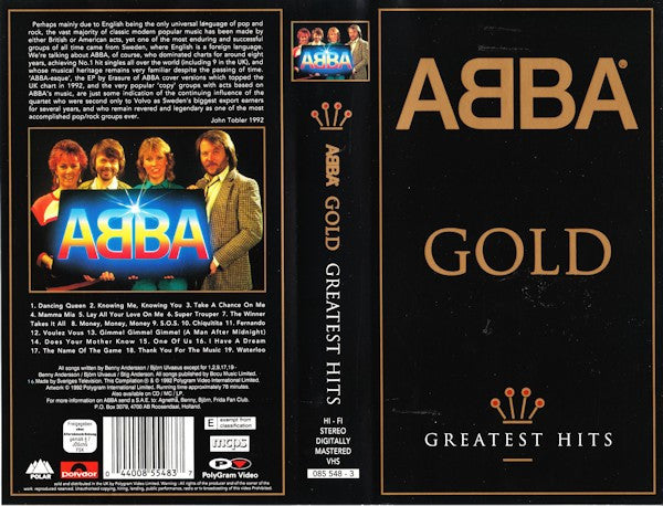 ABBA : Gold (Greatest Hits) (VHS, Comp, PAL)