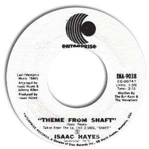 Isaac Hayes : Theme From Shaft / Cafe Regio's (Instrumental) (7", Promo, Styrene)