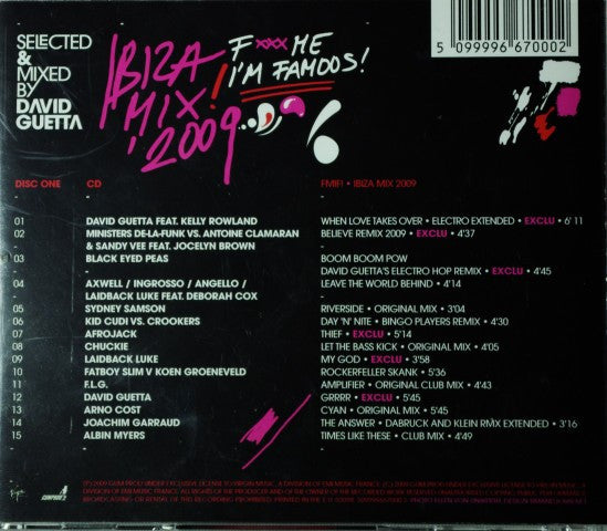 David Guetta : F*** Me I'm Famous - Ibiza Mix 2009 (CD, Comp, Mixed)