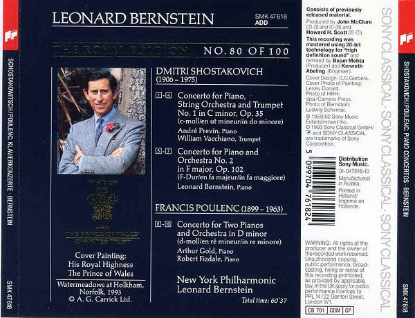 Dmitri Shostakovich / Francis Poulenc - Leonard Bernstein, New York Philharmonic : Piano Concertos No. 1 And No. 2 / Concerto For 2 Pianos (CD, Comp)