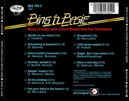 Bing Crosby With Count Basie Orchestra : Bing 'n Basie (CD, Album)