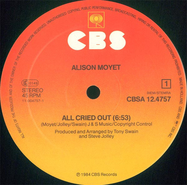 Alison Moyet : All Cried Out (12", Maxi)
