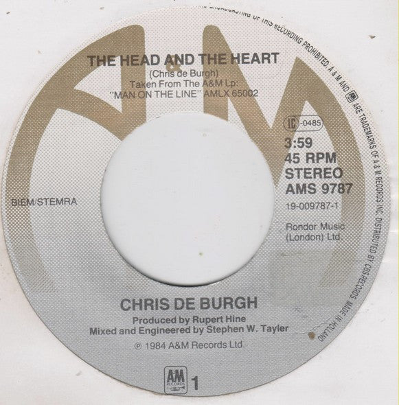 Chris de Burgh : The Head And The Heart (7", Single)