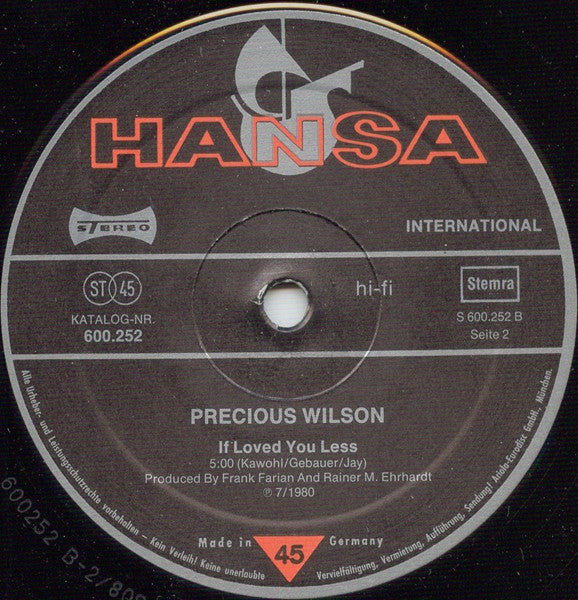 Precious Wilson : Cr-Cr-Cr-Cry To Me (12", Single)