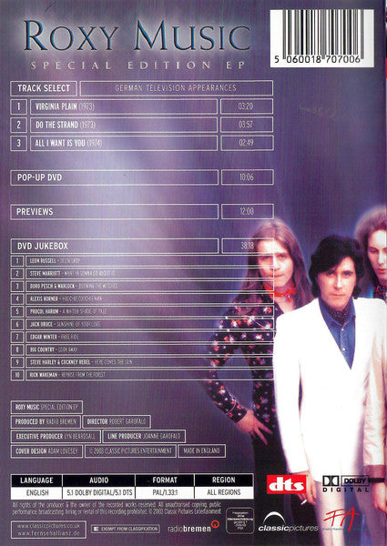 Roxy Music : Special Edition EP (DVD-V, Multichannel, PAL, All)