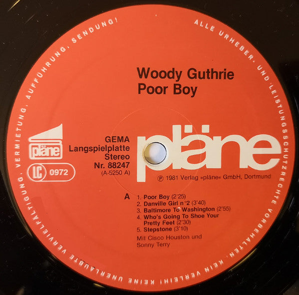 Woody Guthrie : Poor Boy (LP, Album)