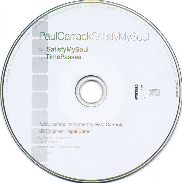 Paul Carrack : Satisfy My Soul (CD, Single)