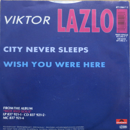 Viktor Lazlo : City Never Sleeps (7", Single)