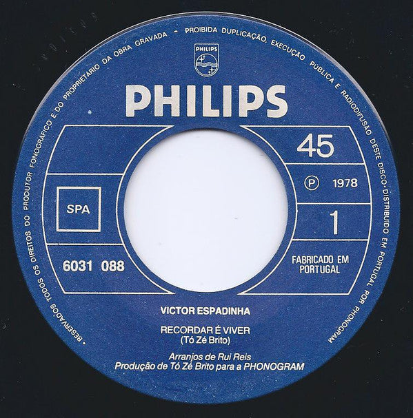 Victor Espadinha : Recordar É Viver / Vida De Artista (7", Single)
