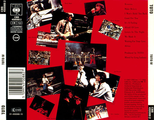 Toto : Toto IV (CD, Album, RE, RP)