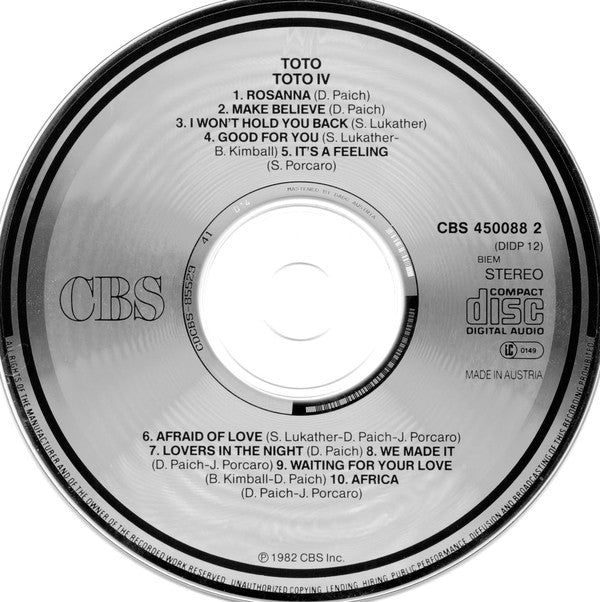 Toto : Toto IV (CD, Album, RE, RP)