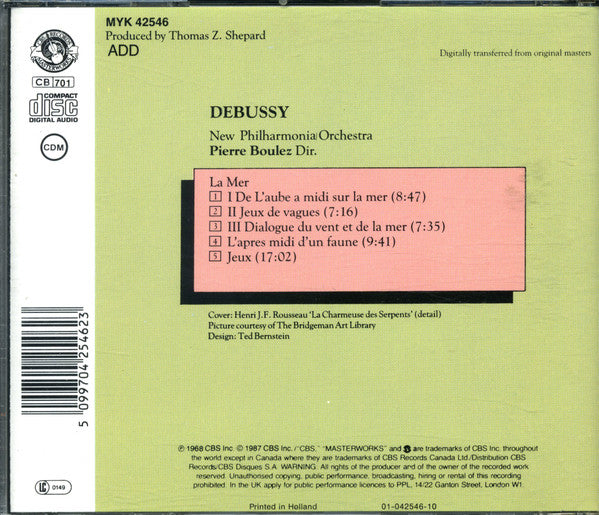 Claude Debussy - New Philharmonia Orchestra, Pierre Boulez : La Mer / L'apres Midi D'un Faune / Jeux (CD, Album, RE)