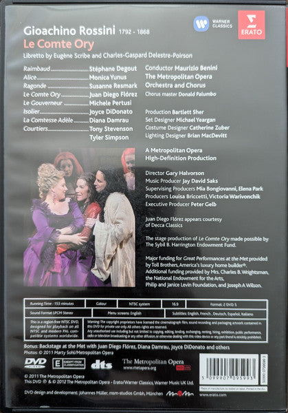 Gioacchino Rossini / Juan Diego Florez • Diana Damrau • Joyce DiDonato • Stéphane Degout • Michele Pertusi • The Metropolitan Opera House Orchestra And Metropolitan Opera Chorus • Maurizio Benini • Production By Bartlett Sher : Le Comte Ory (2xDVD-V, RE, NTSC)